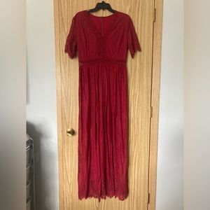 Red floor length dress